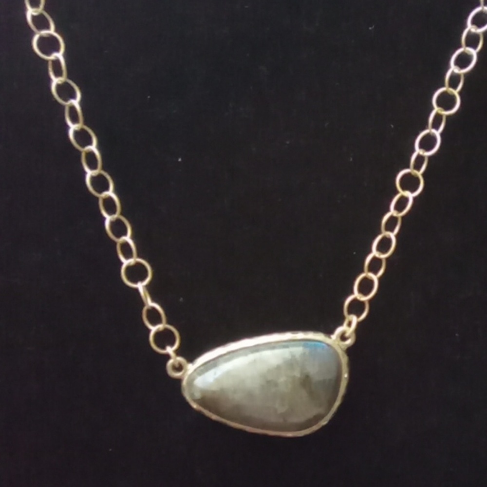 Long 28" Natural Gemstone Necklace. Signed